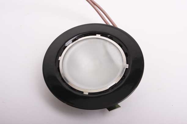 Slordig slijm regeling Ronde inbouw spot zwart 12V halogeen 55mm diameter met G4 10W lampje