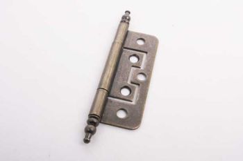 Klassiek scharnier voor inliggende deurtjes en luiken brons antiek met sierkop 63mm