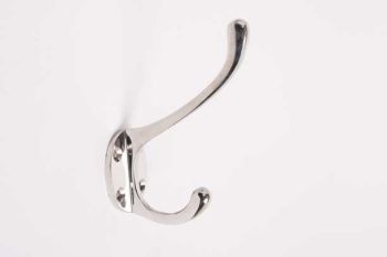 Kapstokhaak dubbele jan en hoed haak blinkend nikkel 120mm