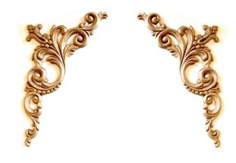 Paar hoek-ornamenten beuken 280 mm