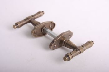 Deurkruk brons antiek inclusief rozetten T-vorm per paar