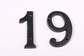 Huisnummer zwart op messing cijfer 0-9 100mm hoog