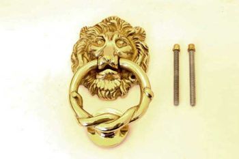 Deurklopper messing gepolijst leeuwenkop 150mm