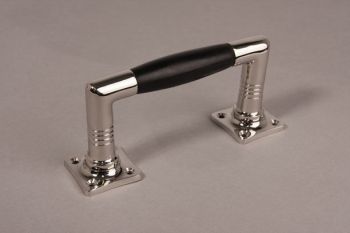 Deurgreep 155mm ton-model blinkend chroom met zwart ebben