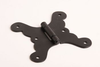 Scharnier vlinder ijzer zwart 90mm vast