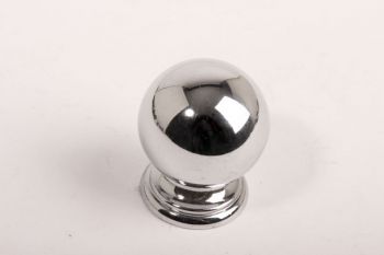 Knop bolletje blinkend chroom rond 28mm met voetje