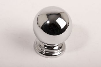 Knop chroom 33mm bol met voetje