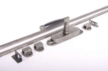 Draaiespagnolet ton - zilver antiek/ebbenhout met stangen