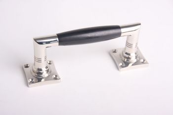 Deurgreep 150mm ton-model kort blinkend nikkel met zwart ebben