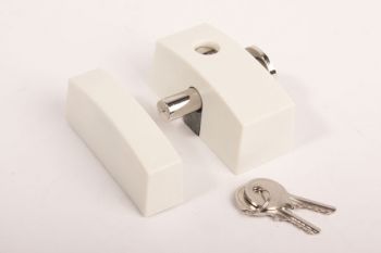 Oplegslot smal met cilinderslot Wit SKG* binnen draaiend