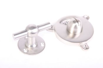 WC sluiting RVS T-knop 55mm met geborsteld nikkel vrij bezet z/w