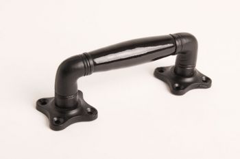 Deurgreep en raamgreep tonmodel gietijzer zwart met porselein 150mm laag