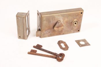 Slot opdek massief messing met 2 sleutels horizontaal rechts of links 60mm