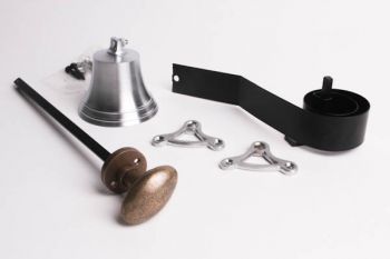 Trekbel brons antieke knop ovaal met bel in geborsteld chroom