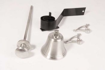 Trekbel geborsteld chroom ronde, platte knop en ronde rozet