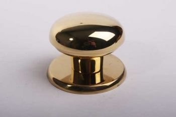 Deurknop messing polijst voor voordeur met rozet rond 80mm