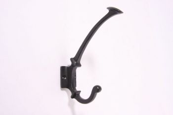 Kapstokhaak dubbel gietijzer zwart 139mm