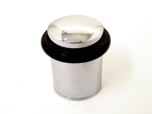Deurstopper met rubber rand blinkend chroom rond 28mm