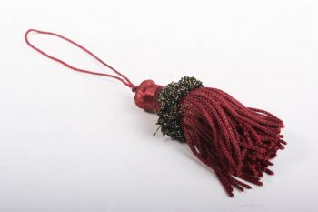 Sleutelkwastje - sierkwastje met lus bordeaux rood 70mm