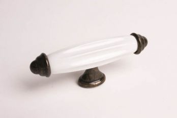 Klassieke greep T-vorm brons antiek 90mm wit porselein