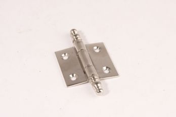 Scharnier nikkel 50x50 mm voor ramen en deurtjes met sierknop