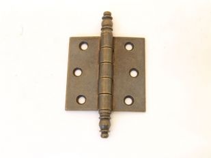 Scharnier brons antiek 62x62mm met sierkop voor buiten (massief)
