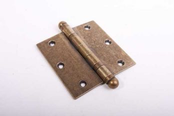 Klassiek scharnier met kogellager brons antiek (messing) 90mm bolkop