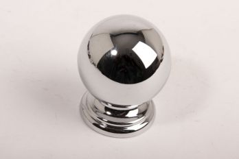 Knop chroom 33mm bol met voetje