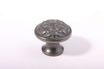 Ronde klassieke knop van gietijzer Franse lelie 32mm Grijs-tinkleur