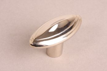Knop ovaal blinkend nikkel 67mm