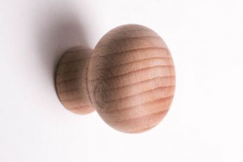 Knop rond blank beukenhout voor meubelen en keukens 37mm.