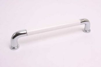 Retro jaren vijftig keuken- en meubelhandgreep chroom met wit 128mm