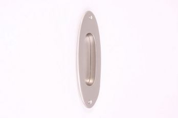 Greep schuifdeur geborsteld nikkel ovaal 145mm