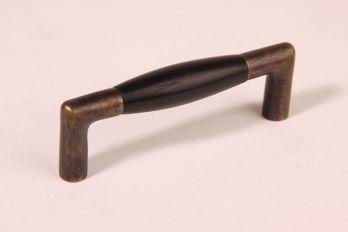 Greep 96mm brons antiek met zwart ebbenhout