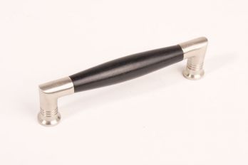 Greep tonmodel geborsteld nikkel met zwart ebbenhout 128mm ribbel