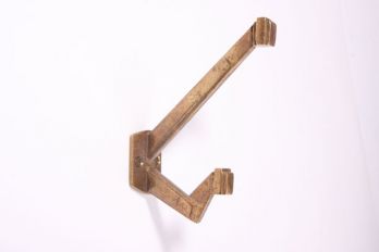 Kapstokhaak Art Deco dubbele jas en hoed haak brons antiek 120mm