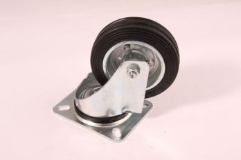 Zwenkwiel - transportwiel kogel gelagerd 100mm rubber band en stalen velg - 128mm hoogte ongeremd