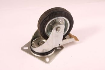 Zwenkwiel - transportwiel kogel gelagerd 140mm rubber band en stalen velg - 178mm hoogte geremd