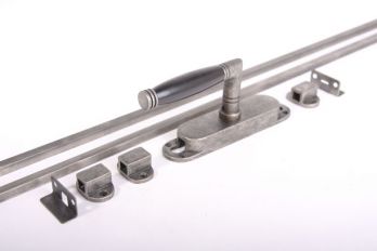 Draaiespagnolet ton - zilver antiek/ebbenhout met stangen