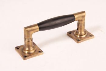 Deurgreep 150mm ton-model kort brons antiek met zwart ebben