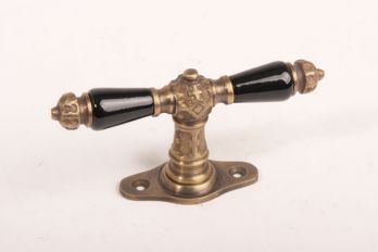 Raamkruk 122mm brons antiek met zwart porselein 7mm