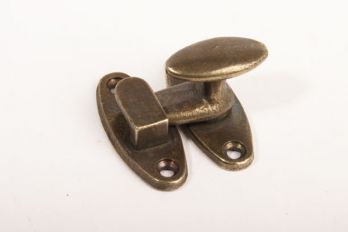 Tramklinkje voor een voordeur raampje brons antiek 41mm