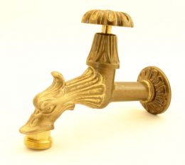 Kraan brons antiek ronde draaiknop met rozet 21mm draad (1/2)