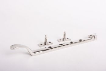 Raamboom voor draairaam Jaren 20 stijl gemaakt van massief messing in de kleur blinkend nikkel met een lengte van 255 mm