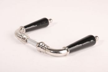 Deurklinken (paar) nikkel met zwart porselein