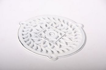 Rooster rond gietijzer wit oude look 130mm