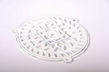 Rond rooster van gietijzer in wit (oude look) 180mm voor luchtkanaal