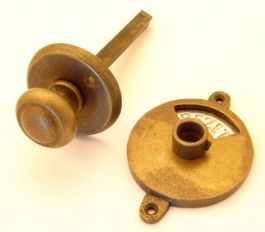 WC sluiting met ronde knop brons antiek