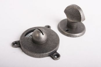 WC Sluiting of badkamer slot oud grijs met platte knop en zwart wit vrij/bezet