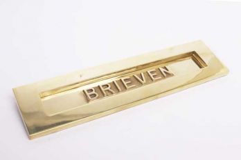Brievenbus tochtklep geveerd BRIEVEN messing polijst 300mm